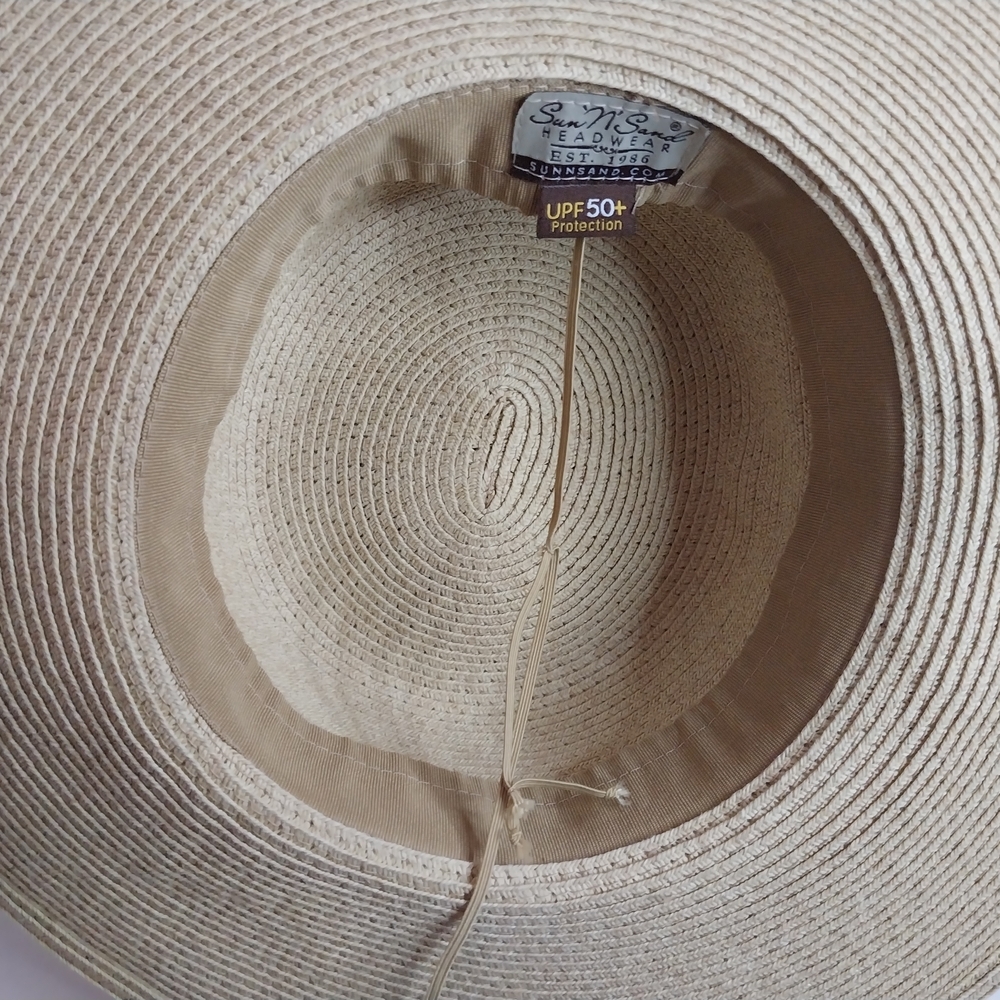 Sun n Sand Women's Wide Brim Straw Sun Hat with Decorative Rose - Cream - Picture 5 of 7